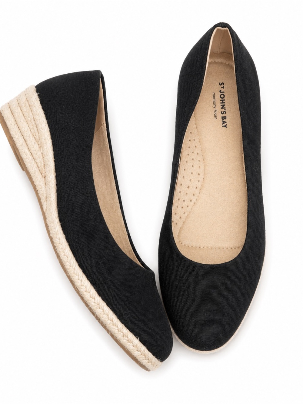 St. John's Bay Black Espadrille Wedge Pumps